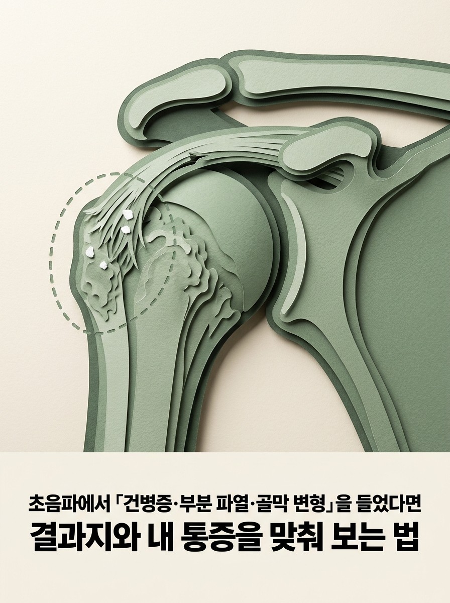 초음파에서 「건병증·부분 파열·골막 변형」을 들었다면 — 결과지와 내 통증을 맞춰 보는 법